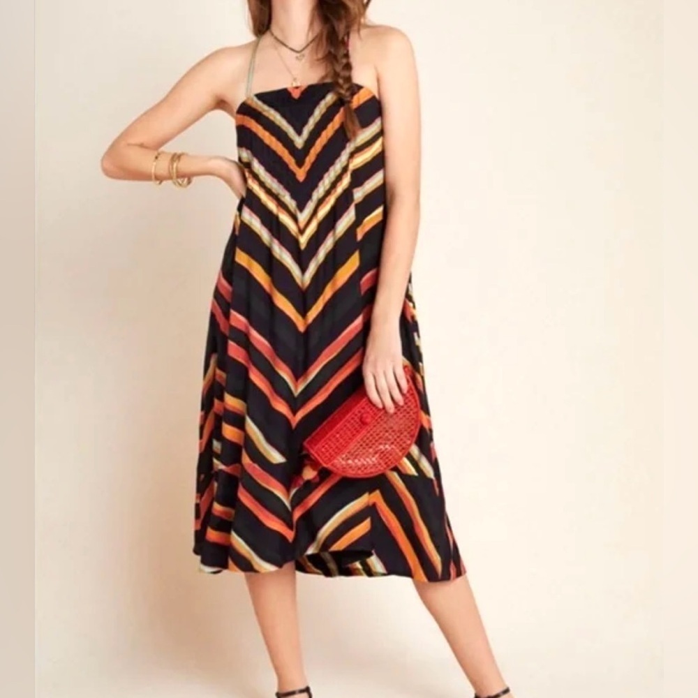 Anthropologie Runi midi sundress multicolor‎ chevron Sleeveless Size XS MSRP 158
